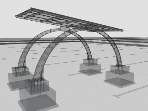 ARCHED TYPE MODERN CARPORT TYPE-3 3D-Modell