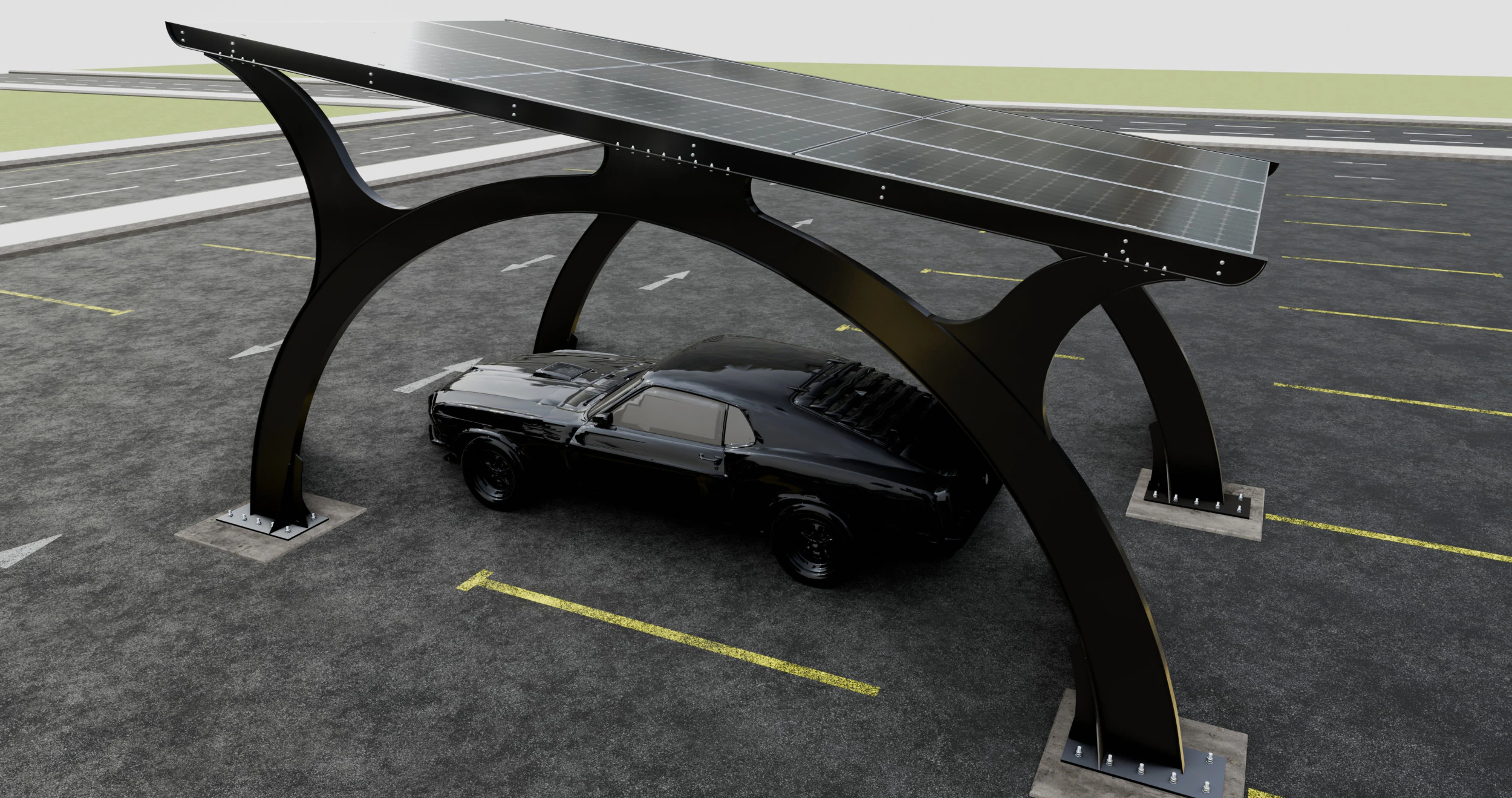 ARCHED TYPE MODERN CARPORT TYPE-4 3D Model .c4d .max .obj .3ds .fbx .stl .blend 