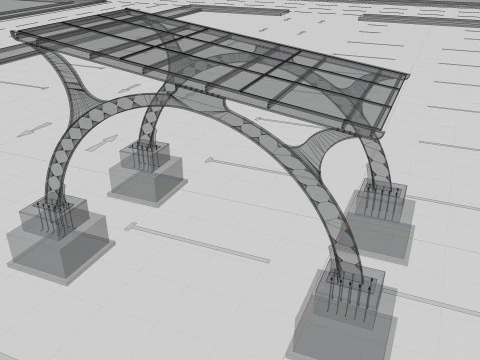 ARCHED TYPE MODERN CARPORT TYPE-4 3D Model