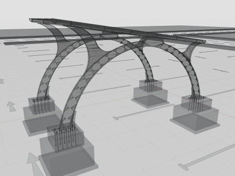ARCHED TYPE MODERN CARPORT TYPE-4 3D मॉडल