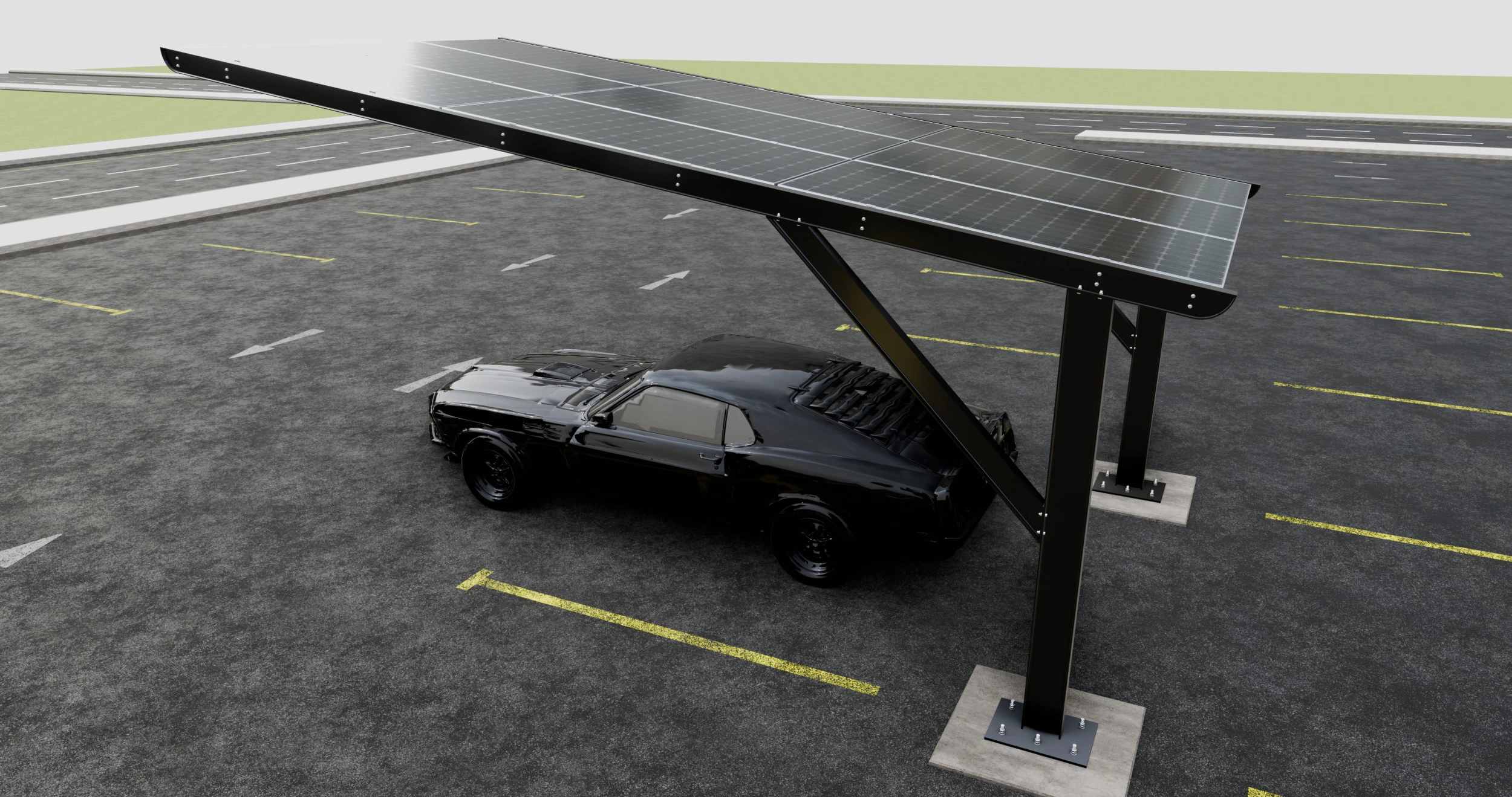 L TYPE MODERN SOLAR CARPORT TYPE-5 3D Model .c4d .max .obj .3ds .fbx .stl .blend 