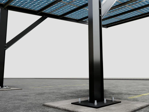 L TYPE MODERN SOLAR CARPORT TYPE-5 3D Model