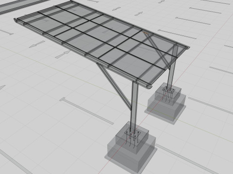 L TYPE MODERN SOLAR CARPORT TYPE-5 3Dモデル
