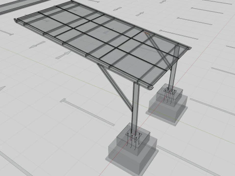 L TYPE MODERN SOLAR CARPORT TYPE-5 3D Model