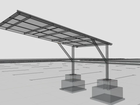 L TYPE MODERN SOLAR CARPORT TYPE-5 3D Model