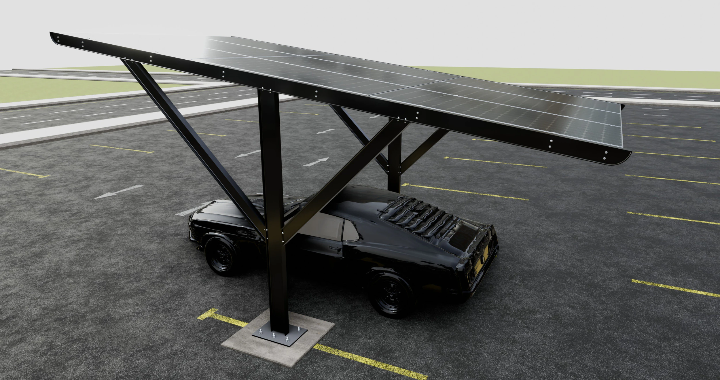 Y TYPE MODERN SOLAR CARPORT TYPE-6 3D Model .c4d .max .obj .3ds .fbx .stl .blend 
