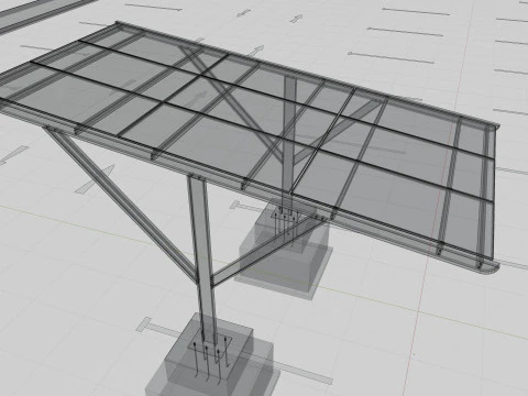 Y TYPE MODERN SOLAR CARPORT TYPE-6 3D Model