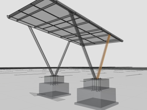 V TYPE MODERN SOLAR CARPORT TYPE-7 Modèle 3D