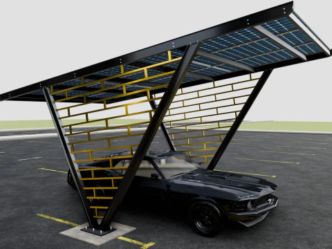 V TYPE MODERN SOLAR CARPORT TYPE-8 3D Model