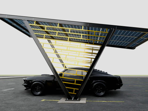V TYPE MODERN SOLAR CARPORT TYPE-8 3D Model