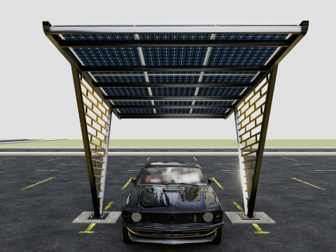 V TYPE MODERN SOLAR CARPORT TYPE-8 3D-Modell