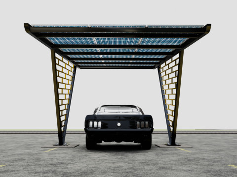 V TYPE MODERN SOLAR CARPORT TYPE-8 3D-Modell