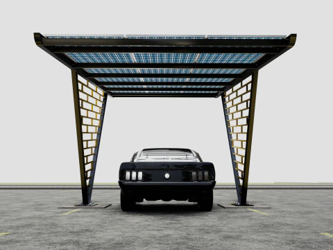 V TYPE MODERN SOLAR CARPORT TYPE-8 3D Model