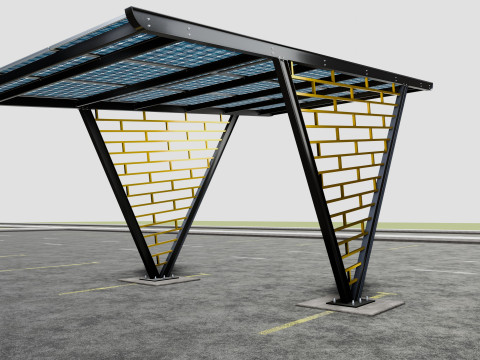 V TYPE MODERN SOLAR CARPORT TYPE-8 3D-Modell