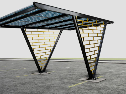 V TYPE MODERN SOLAR CARPORT TYPE-8 3D Model