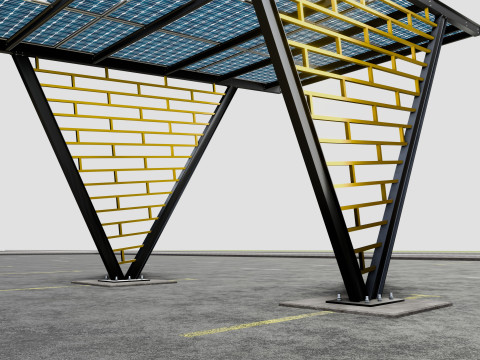 V TYPE MODERN SOLAR CARPORT TYPE-8 3D-Modell