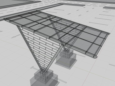 V TYPE MODERN SOLAR CARPORT TYPE-8 3D-Modell