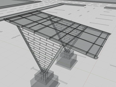 V TYPE MODERN SOLAR CARPORT TYPE-8 3D Model