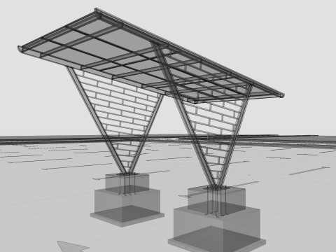 V TYPE MODERN SOLAR CARPORT TYPE-8 3D-Modell