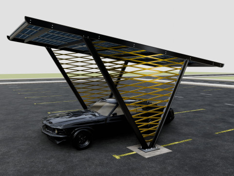 V TYPE MODERN SOLAR CARPORT TYPE-9 3D Model