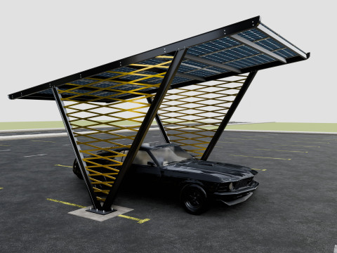 V TYPE MODERN SOLAR CARPORT TYPE-9 3D Model