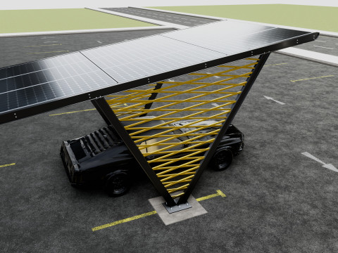 V TYPE MODERN SOLAR CARPORT TYPE-9 3D Model