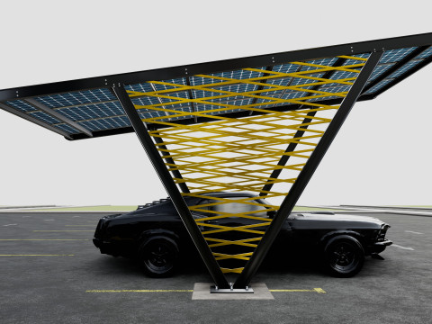 V TYPE MODERN SOLAR CARPORT TYPE-9 3D Model