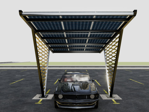 V TYPE MODERN SOLAR CARPORT TYPE-9 3D Model