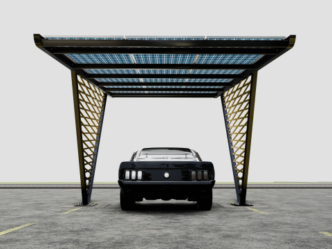 V TYPE MODERN SOLAR CARPORT TYPE-9 3D Model