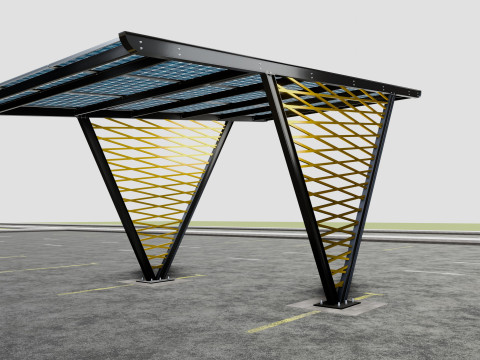V TYPE MODERN SOLAR CARPORT TYPE-9 3D Model