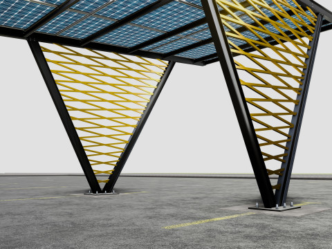 V TYPE MODERN SOLAR CARPORT TYPE-9 3D Model
