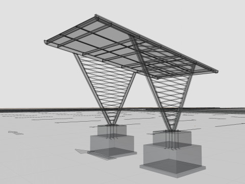 V TYPE MODERN SOLAR CARPORT TYPE-9 3D Model