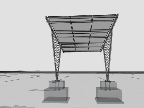 V TYPE MODERN SOLAR CARPORT TYPE-9 3D Model