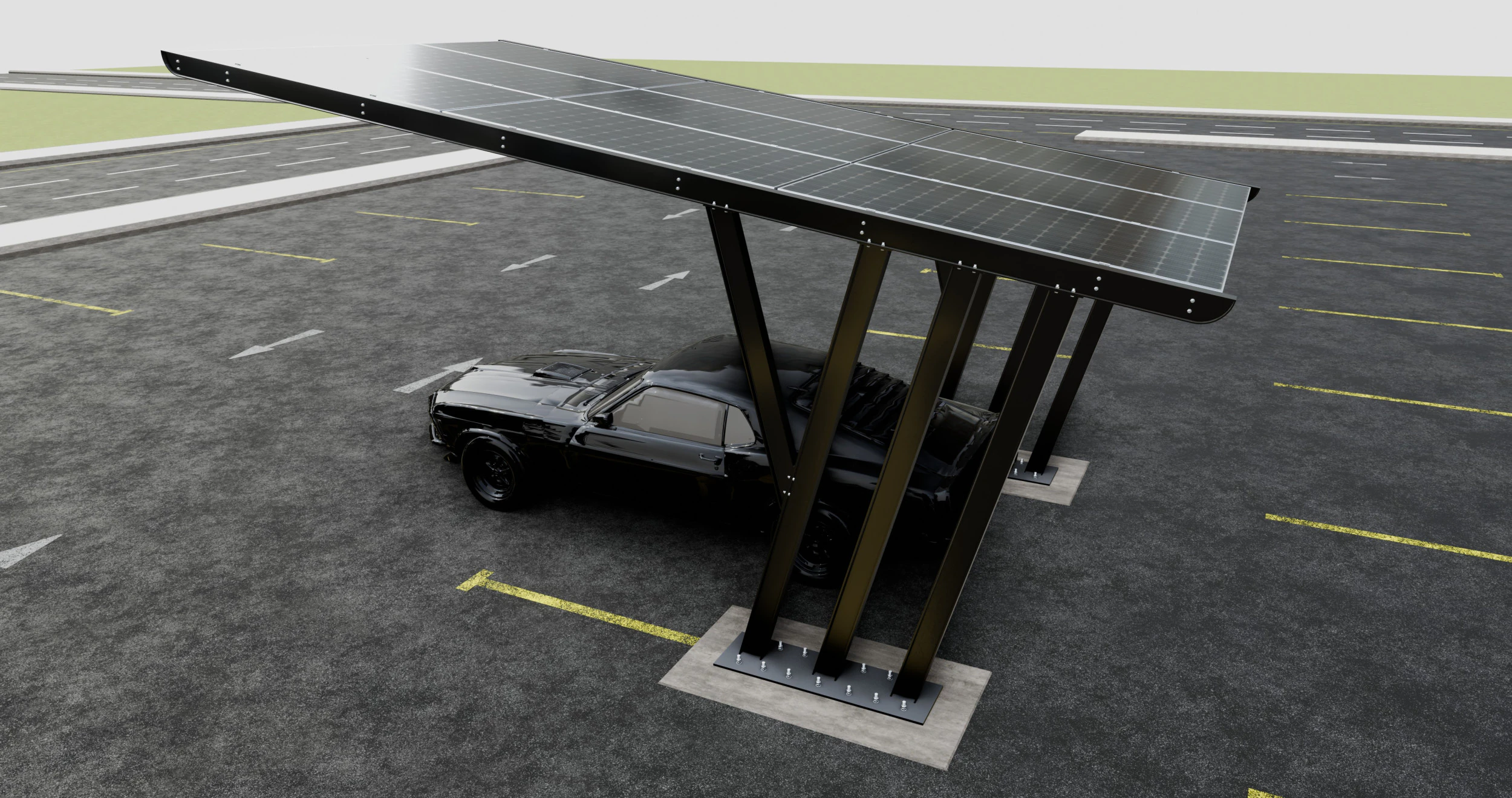 TRIPLE L TYPE MODERN SOLAR CARPORT TYPE-10 3D Model .c4d .max .obj .3ds .fbx .stl .blend
