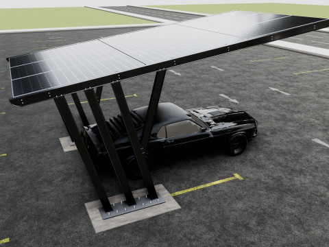 TRIPLE L TYPE MODERN SOLAR CARPORT TYPE-10 Model 3D