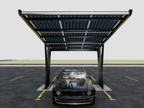 TRIPLE L TYPE MODERN SOLAR CARPORT TYPE-10 Model 3D