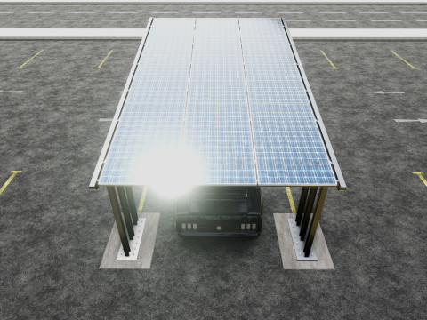 TRIPLE L TYPE MODERN SOLAR CARPORT TYPE-10 Model 3D