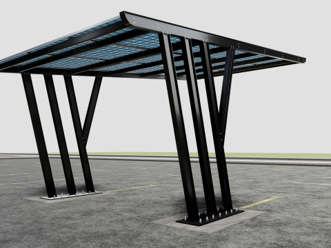 TRIPLE L TYPE MODERN SOLAR CARPORT TYPE-10 Model 3D