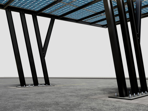 TRIPLE L TYPE MODERN SOLAR CARPORT TYPE-10 Model 3D
