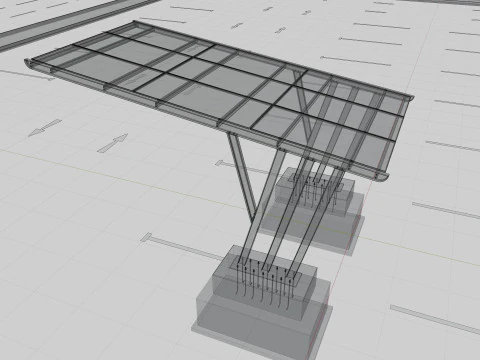 TRIPLE L TYPE MODERN SOLAR CARPORT TYPE-10 3D Model