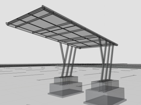 TRIPLE L TYPE MODERN SOLAR CARPORT TYPE-10 Model 3D