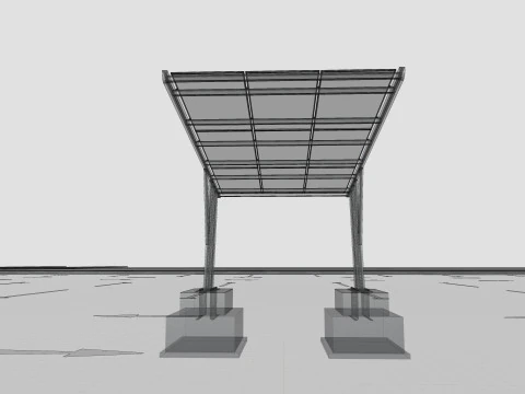 TRIPLE L TYPE MODERN SOLAR CARPORT TYPE-10 3D Model