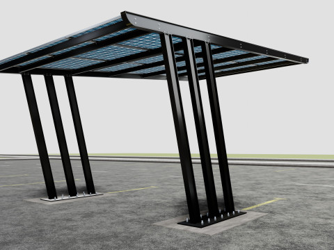 TRIPLE L TYPE MODERN SOLAR CARPORT TYPE-11 3D Model