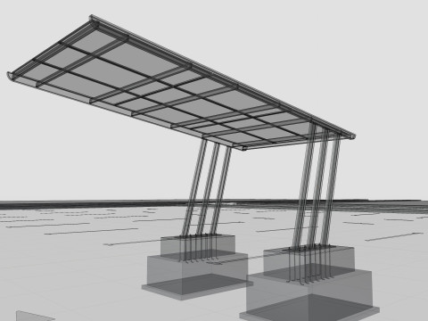 TRIPLE L TYPE MODERN SOLAR CARPORT TYPE-11 3D Model