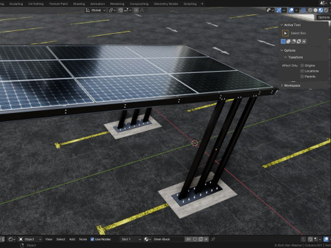 TRIPLE L TYPE MODERN SOLAR CARPORT TYPE-11 3D Model