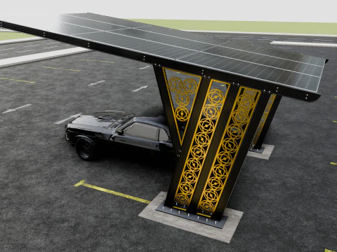 ट्रिपल एल टाइप आधुनिक सोलर कारपोर्ट टाइप-12 3D मॉडल