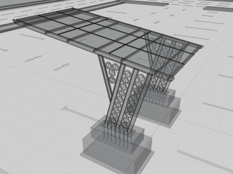 TRIPLE L TYPE MODERN SOLAR CARPORT TYPE-12 3D 모델