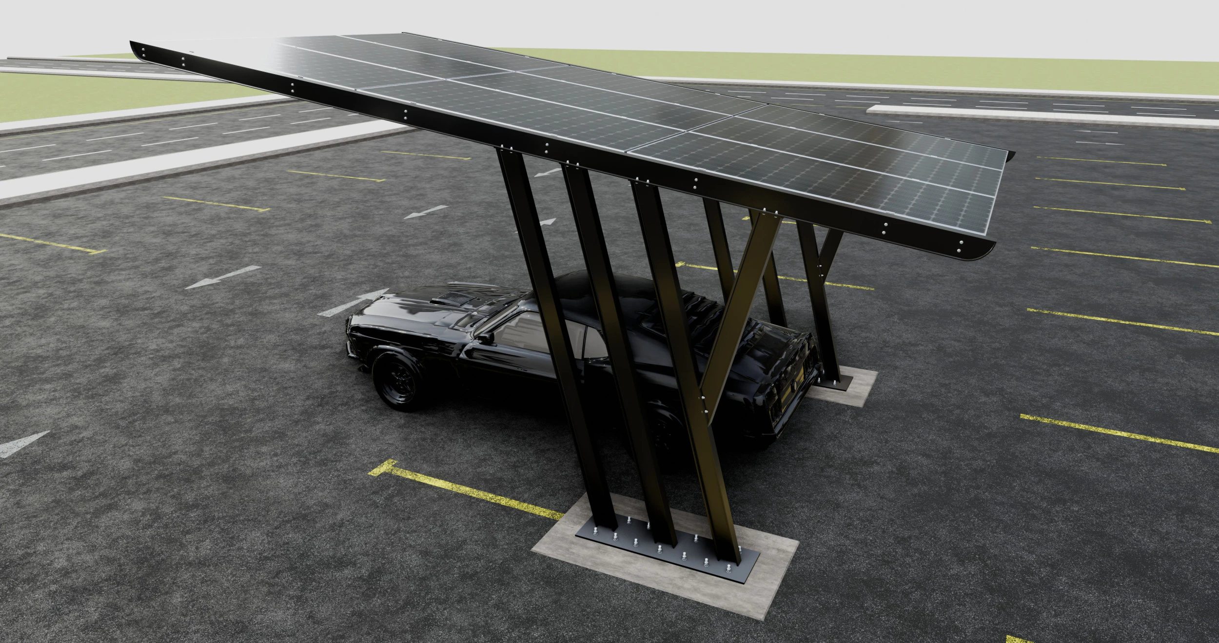 TRIPLE L TYPE MODERN SOLAR CARPORT TYPE-14 3D Model .c4d .max .obj .3ds .fbx .stl .blend 