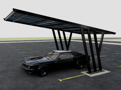 TRIPLE L TYPE MODERN SOLAR CARPORT TYPE-14 Model 3D