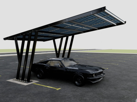 TRIPLE L TYPE MODERN SOLAR CARPORT TYPE-14 Model 3D
